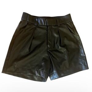 Abercrombie & Fitch Women’s Black Vegan Leather Tailored Shorts